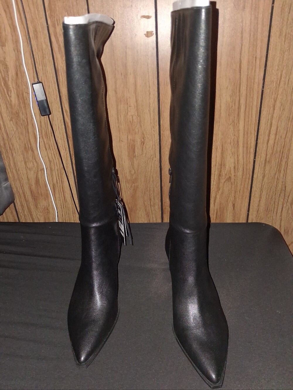 Steve Madden NYC Women's Faux Leather Knee High Kitten Heel Boots - Black